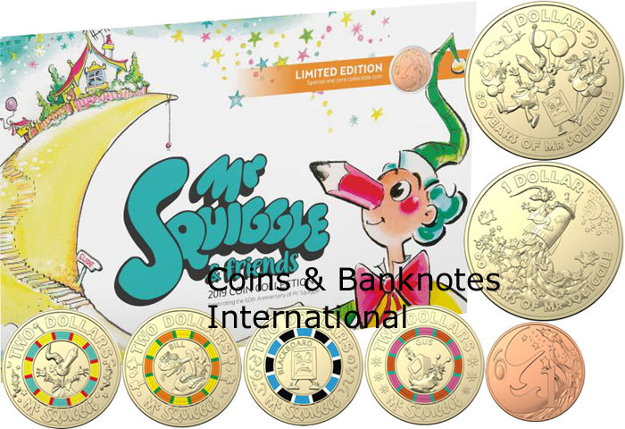 2019 Australia Mr Squiggle Coin Collection